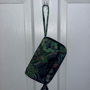 Vera Bradley Blue and Green Patterned Wristlet